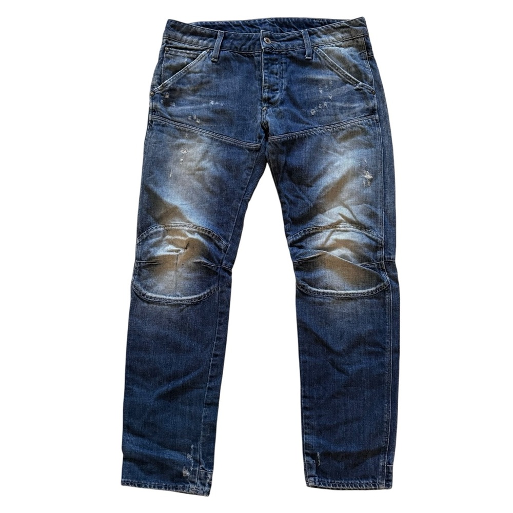 G Star Raw 5620 3D Low Tapered Jeans Size 32x32 Blue Linen Cotton Distressed